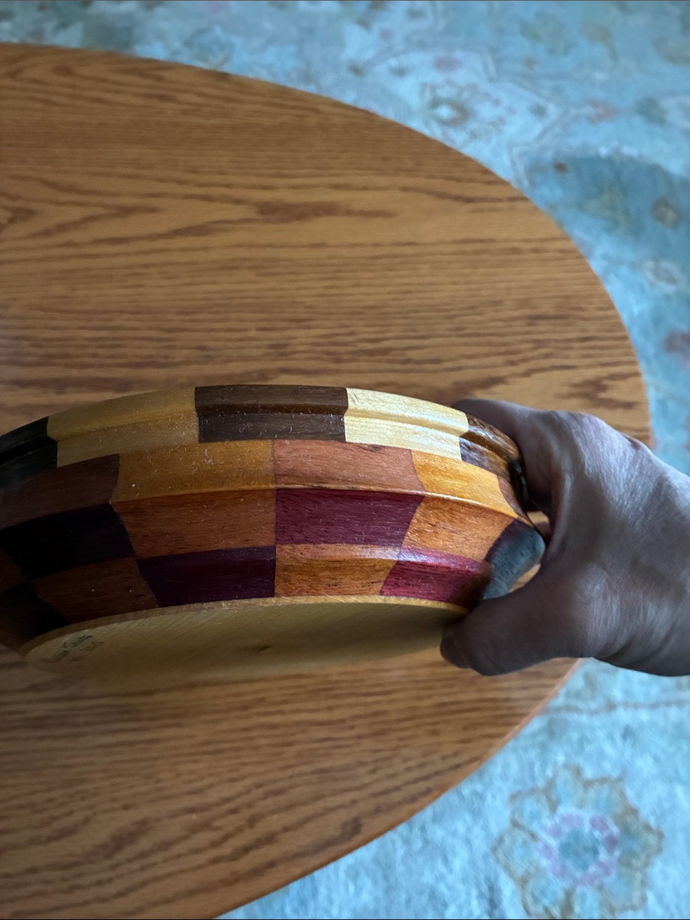 Handcrafted Multicolor Wooden Serving Bowl - Picture 2 of 3